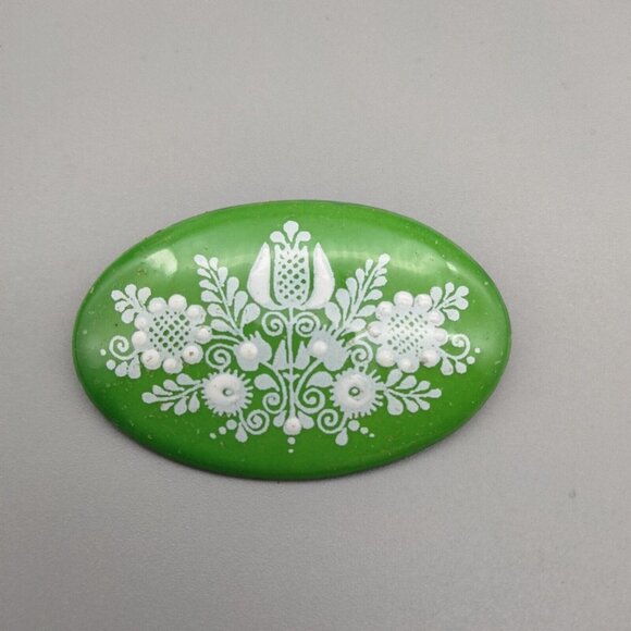 Michaela Frey Austrian Hand Painted Enamel Brooch Email Manufaktur Vintage - Picture 1 of 5